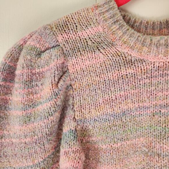 LoveShackFancy Aquarius Pullover Chunky Knit Sweater Pink Cloud Puff Sleeve S - Picture 4 of 12